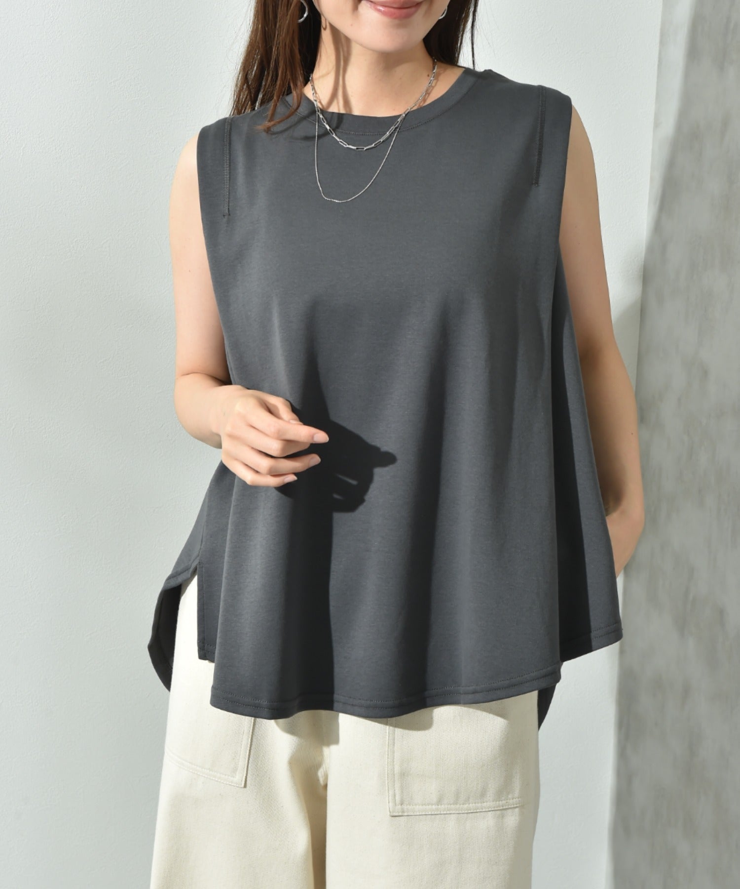 インタープラネット INTERPLANET 【接触冷感】パネル切替ノースリプルオーバー （グレージュ） グレージュ