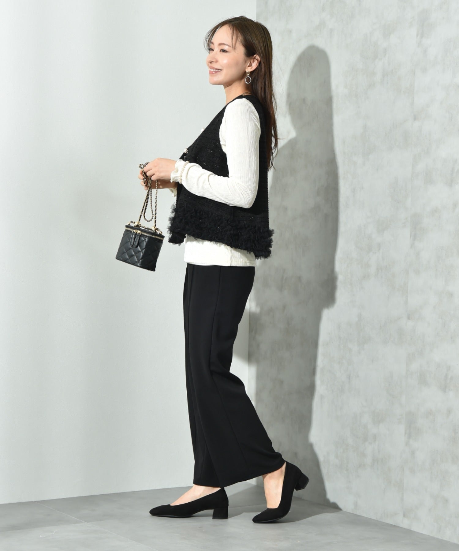 インタープラネット INTERPLANET カットジョーゼットストレートパンツ （モカ） モカ