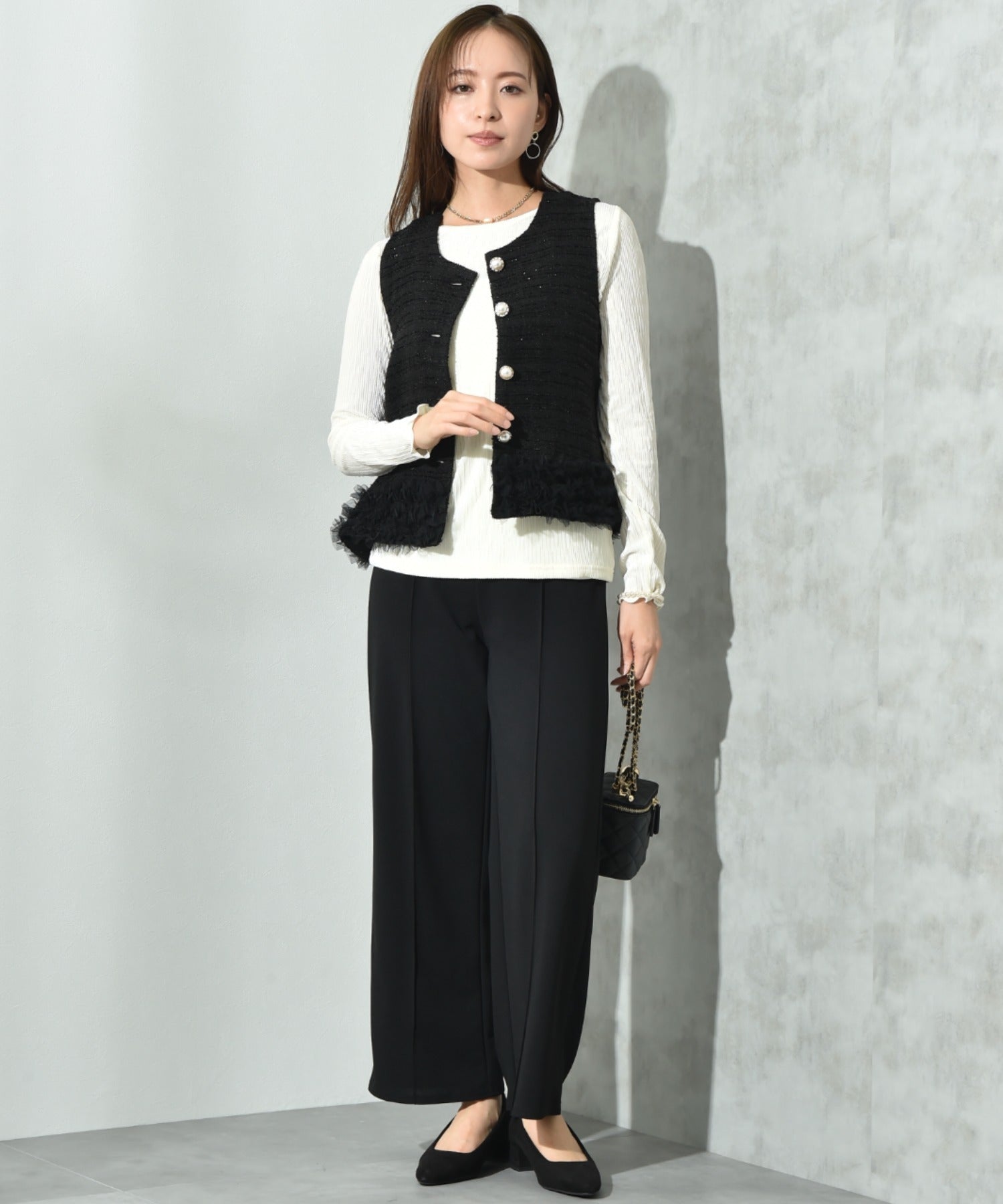 インタープラネット INTERPLANET カットジョーゼットストレートパンツ （モカ） モカ