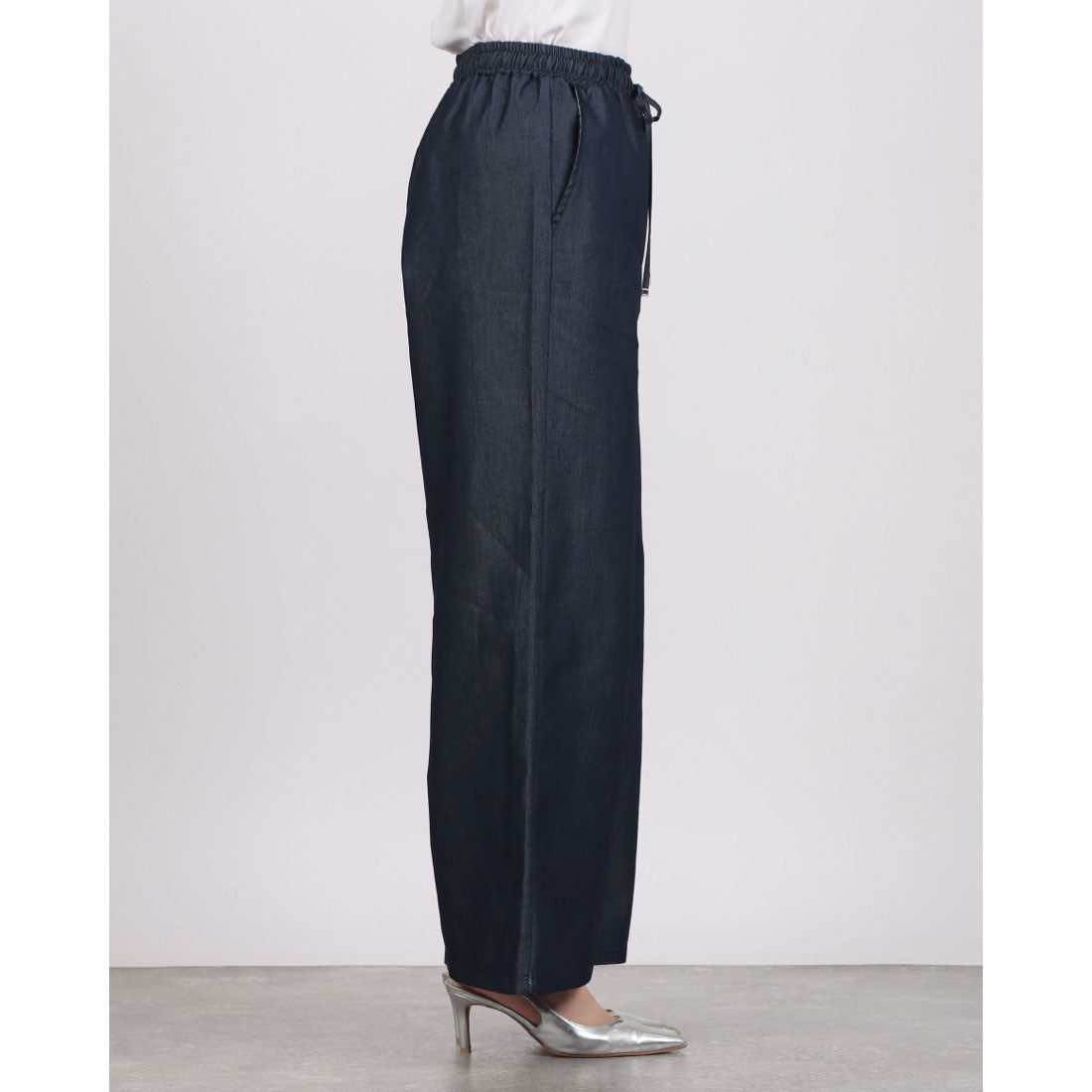 インタープラネット INTERPLANET ライトデニムワイドパンツ （ネイビー） ネイビー