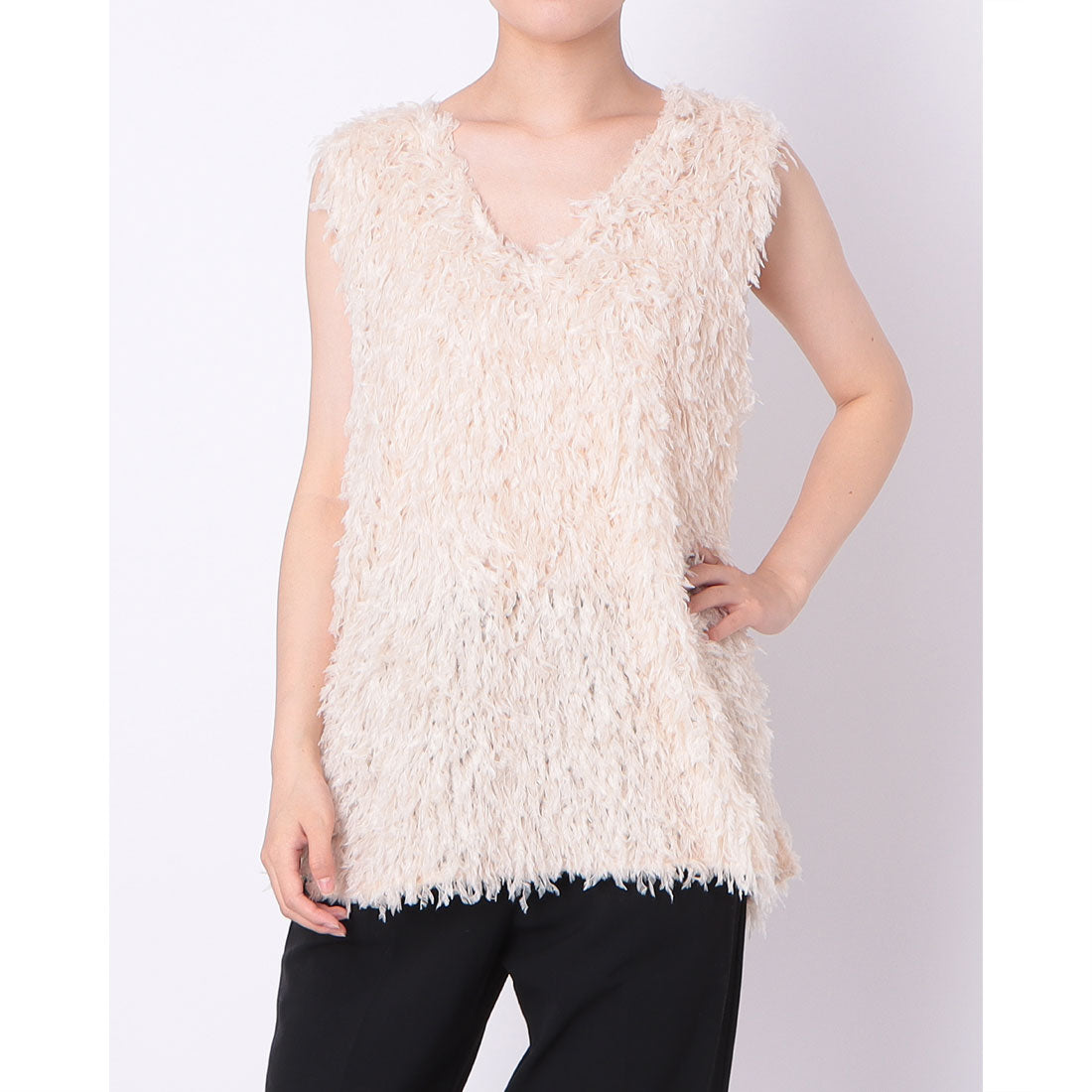 インタープラネット INTERPLANET 【actuel】フェザージャガードVネックベスト （ブラウン） ブラウン