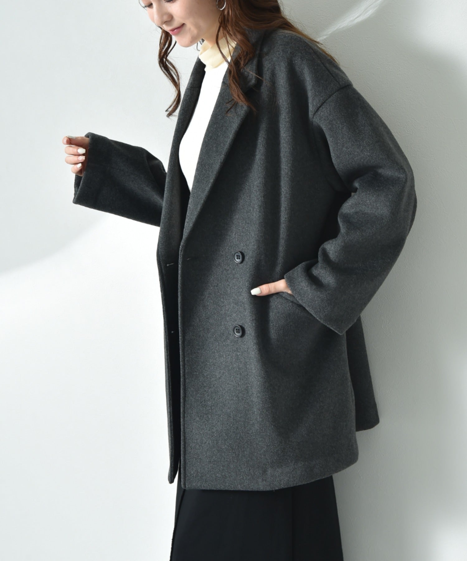 インタープラネット INTERPLANET ニットビーバーピーコート （グレー） グレー