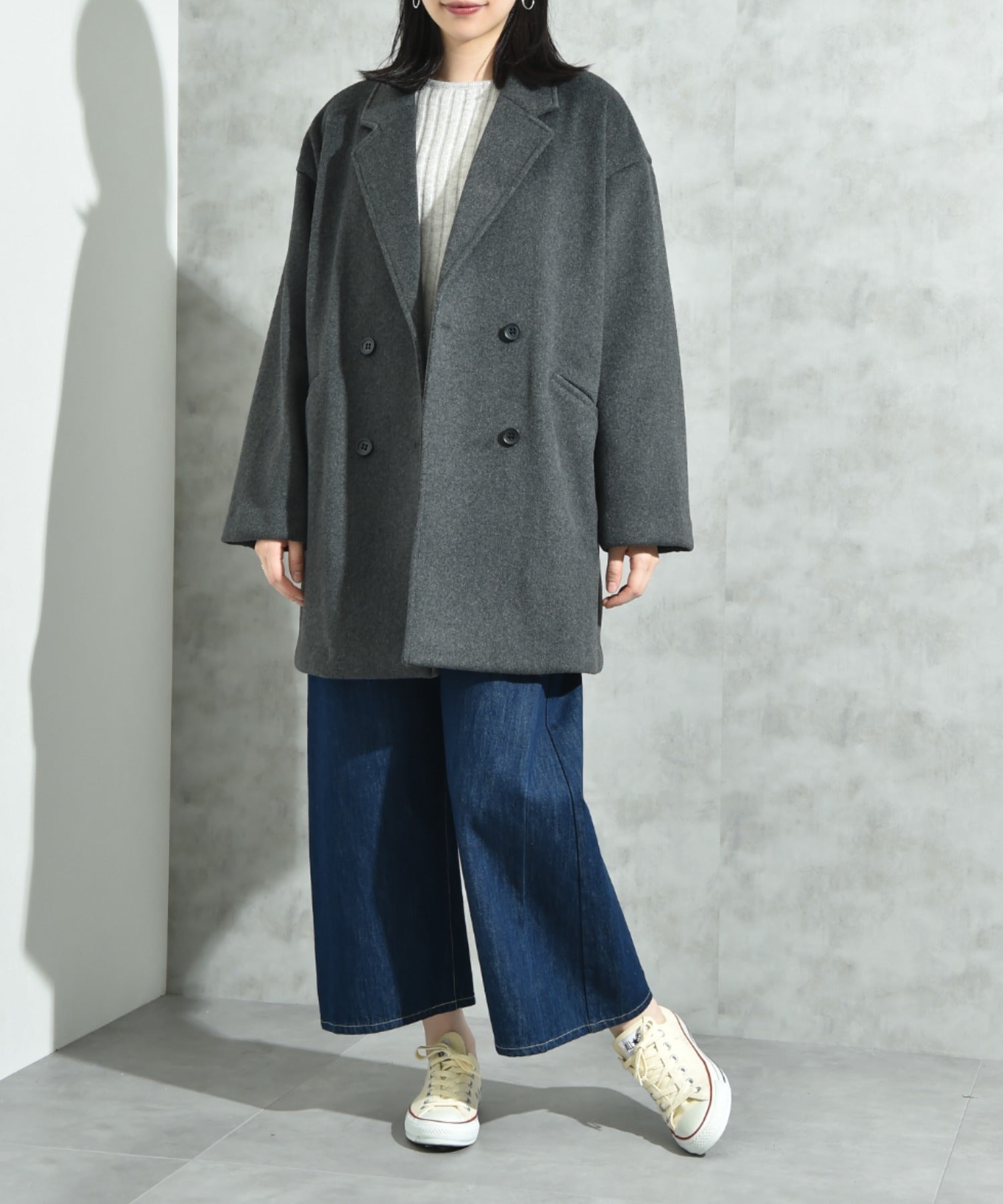 インタープラネット INTERPLANET ニットビーバーピーコート （グレー） グレー