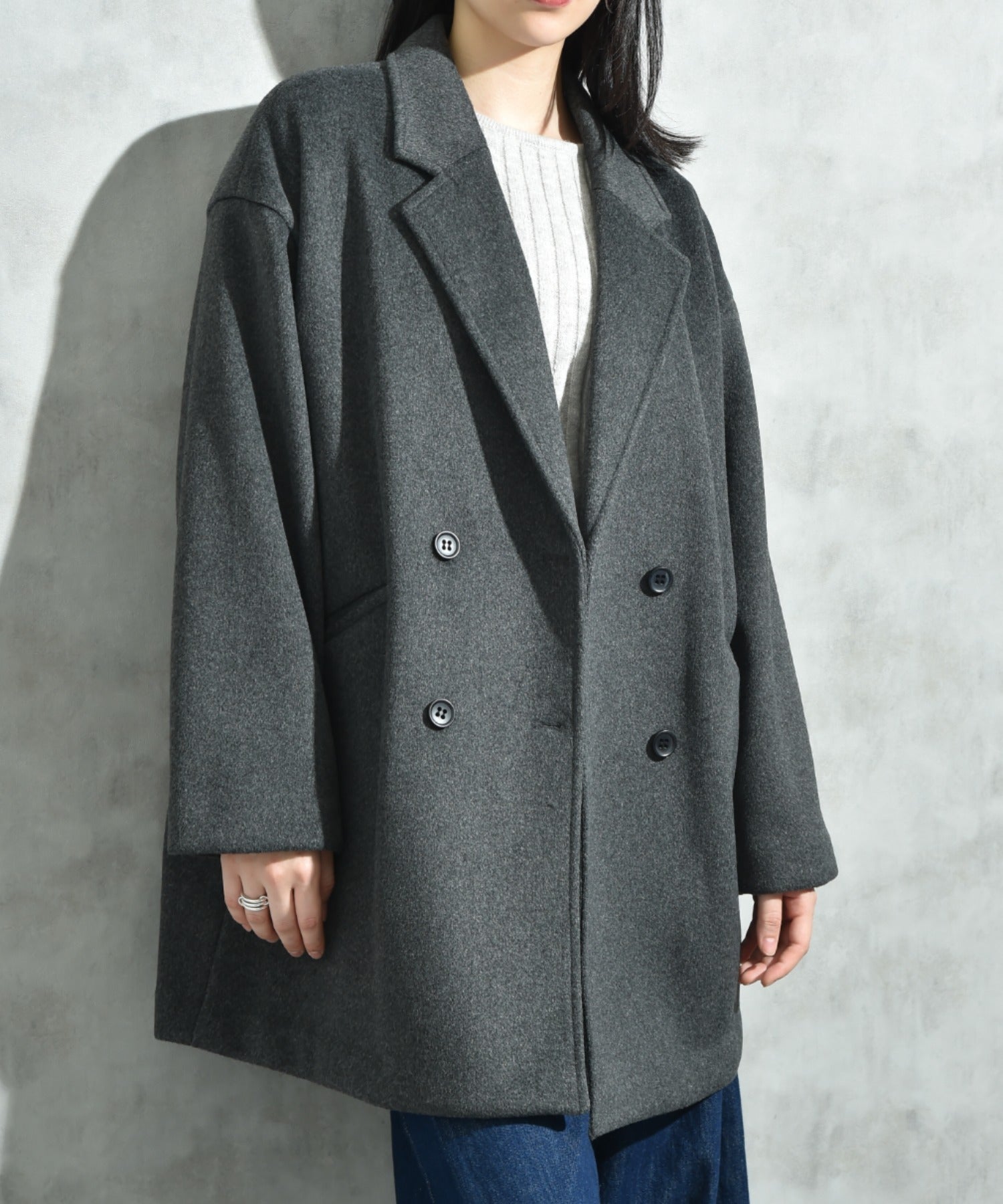 インタープラネット INTERPLANET ニットビーバーピーコート （グレー） グレー