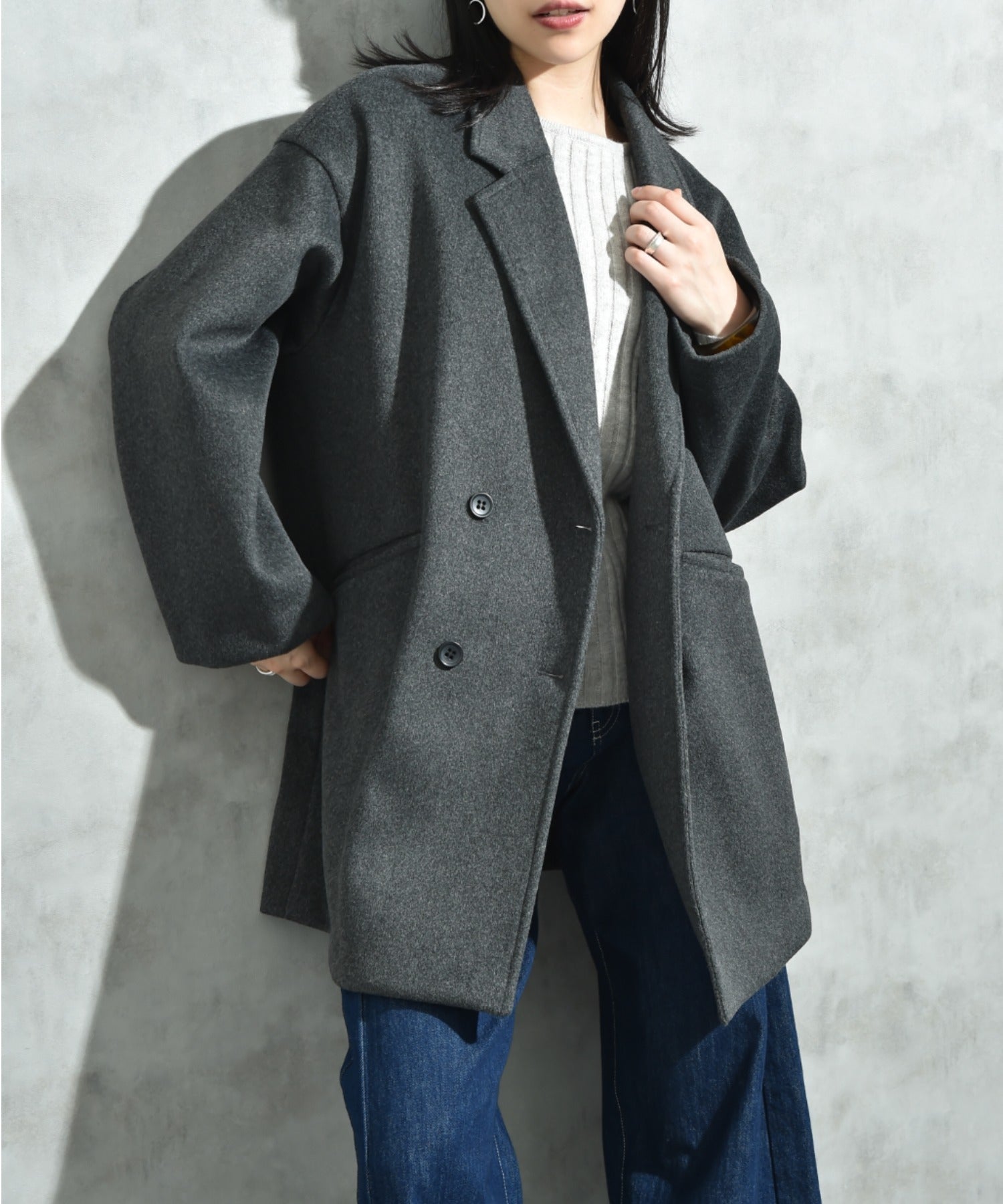 インタープラネット INTERPLANET ニットビーバーピーコート （グレー） グレー