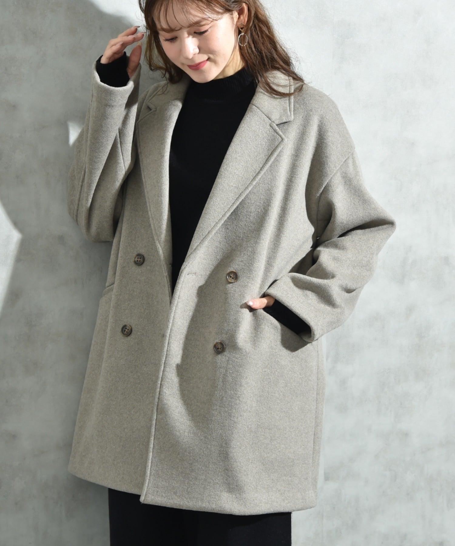 インタープラネット INTERPLANET ニットビーバーピーコート （グレー） グレー