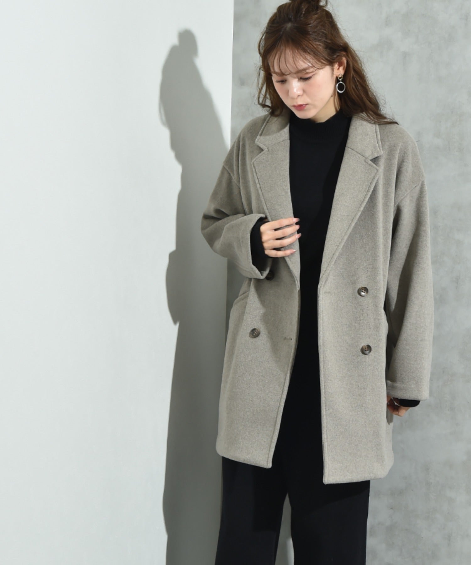 インタープラネット INTERPLANET ニットビーバーピーコート （グレー） グレー