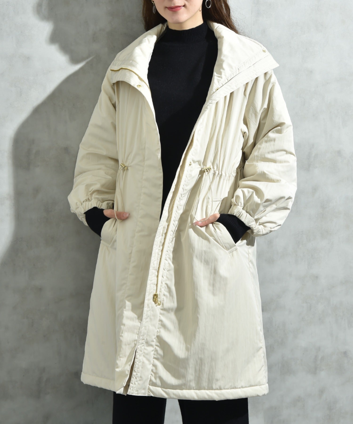 インタープラネット INTERPLANET ウ゛ィンテージクロスZIPロングコート （グレージュ） グレージュ