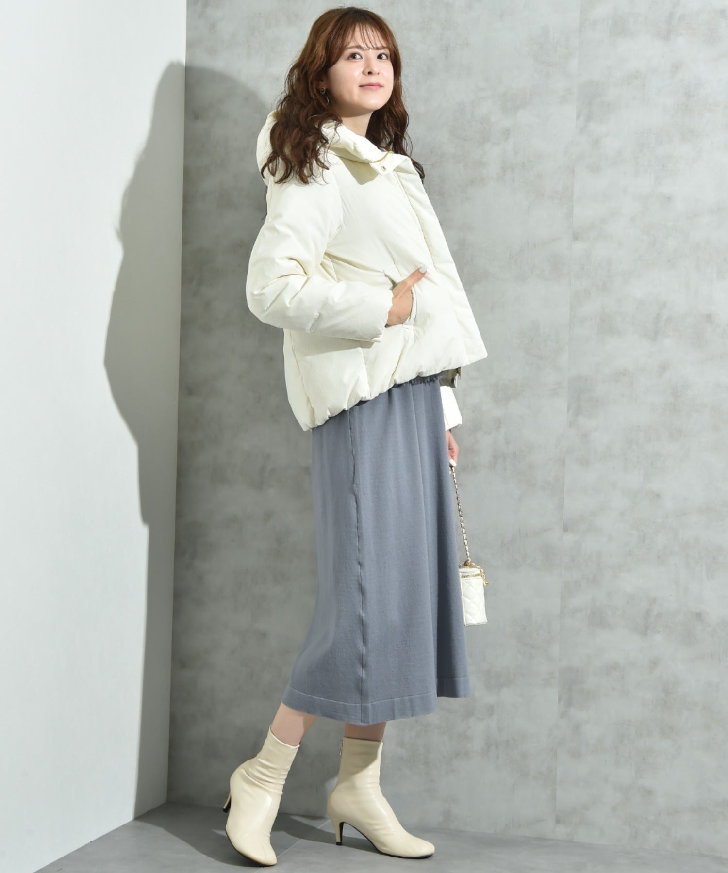 インタープラネット INTERPLANET ナイロンマイクロタフタフード付ショートコート （オフホワイト） オフホワイト