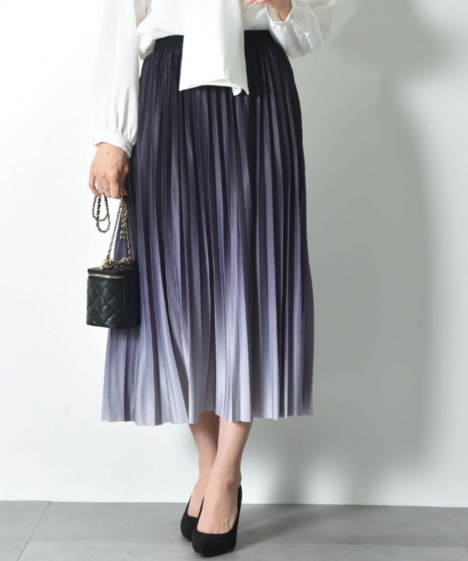 インタープラネット INTERPLANET グラデーションプリーツスカート （ブラック） ブラック