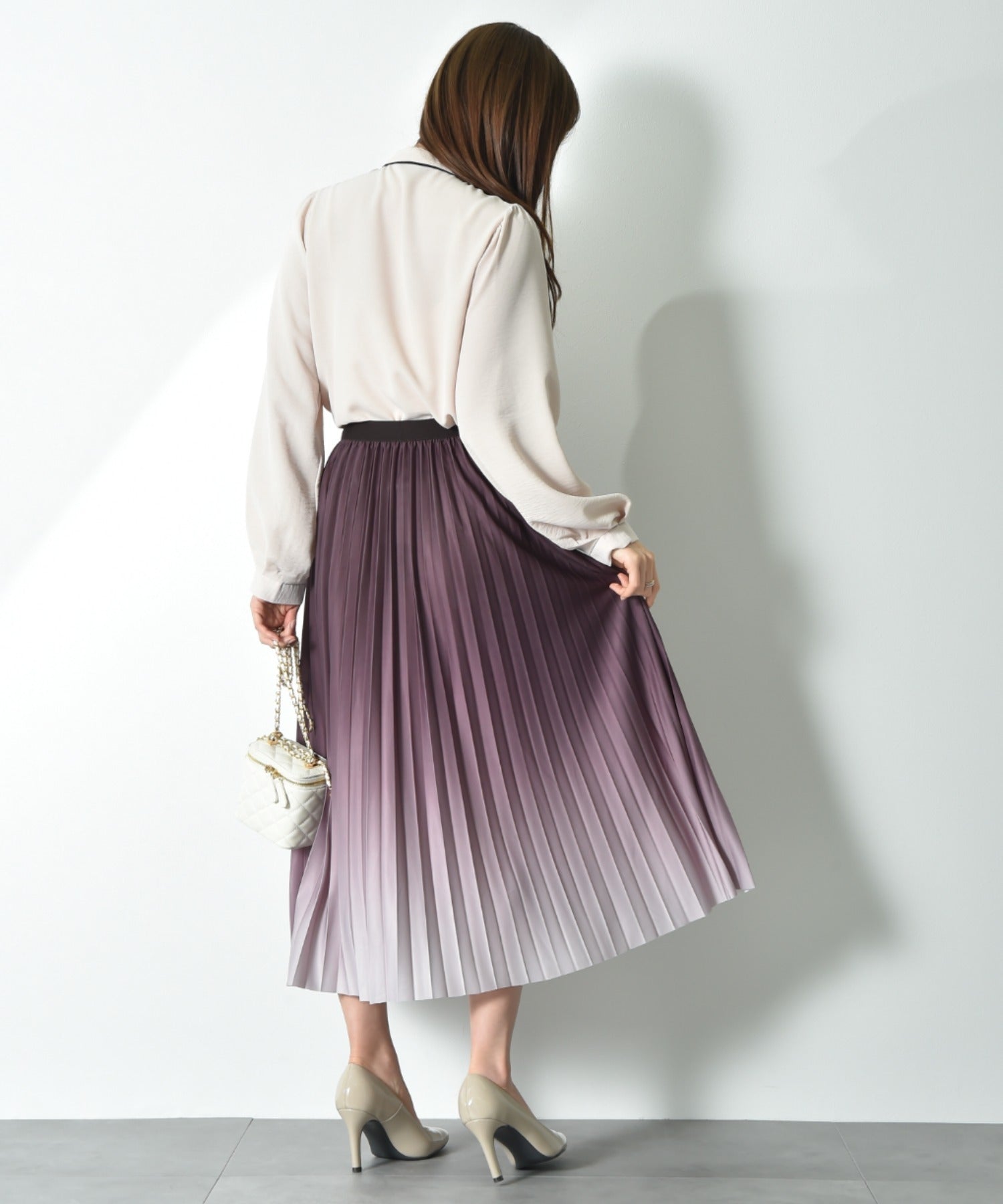 インタープラネット INTERPLANET グラデーションプリーツスカート （ブラック） ブラック