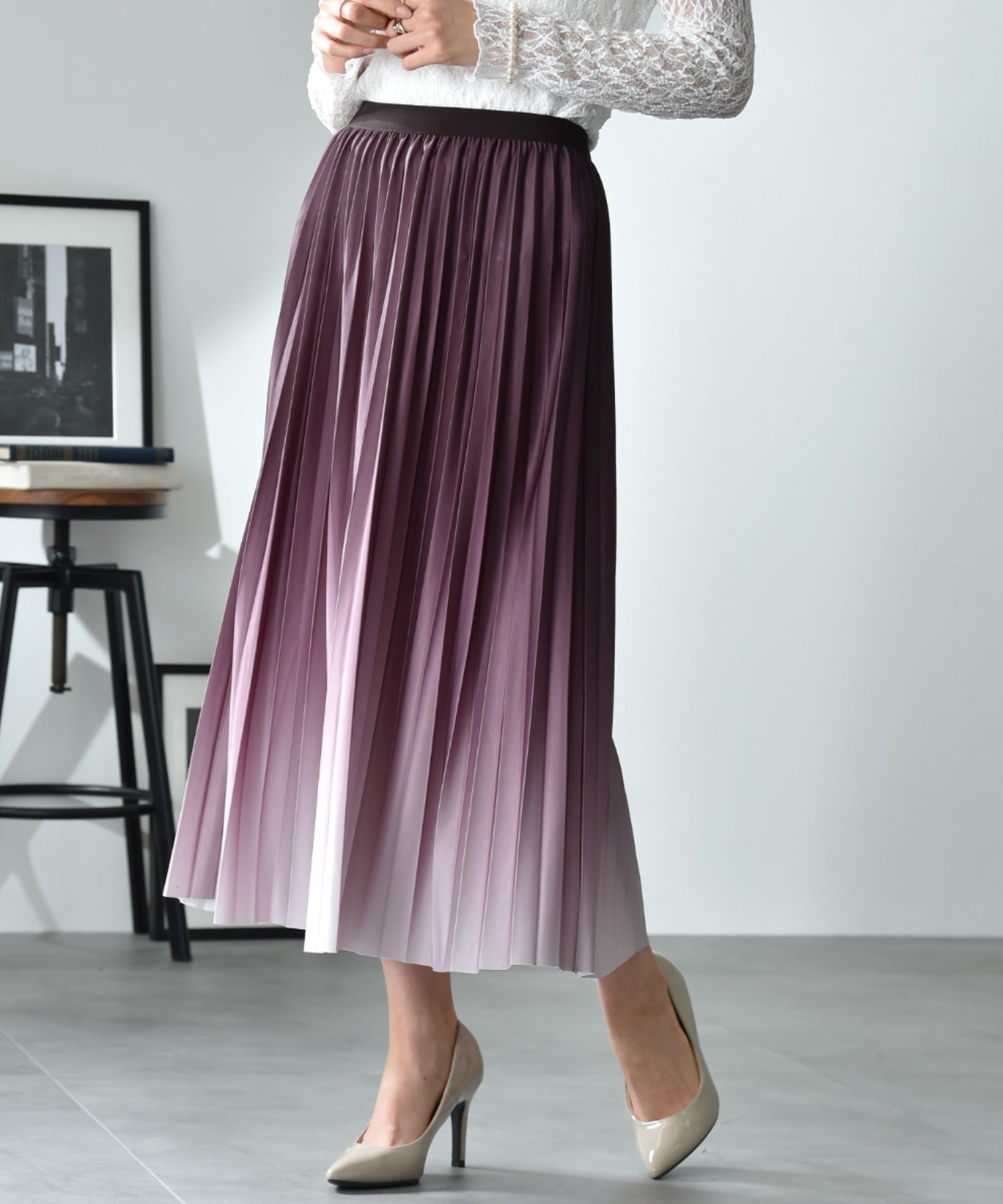 インタープラネット INTERPLANET グラデーションプリーツスカート （ブラウン） ブラウン