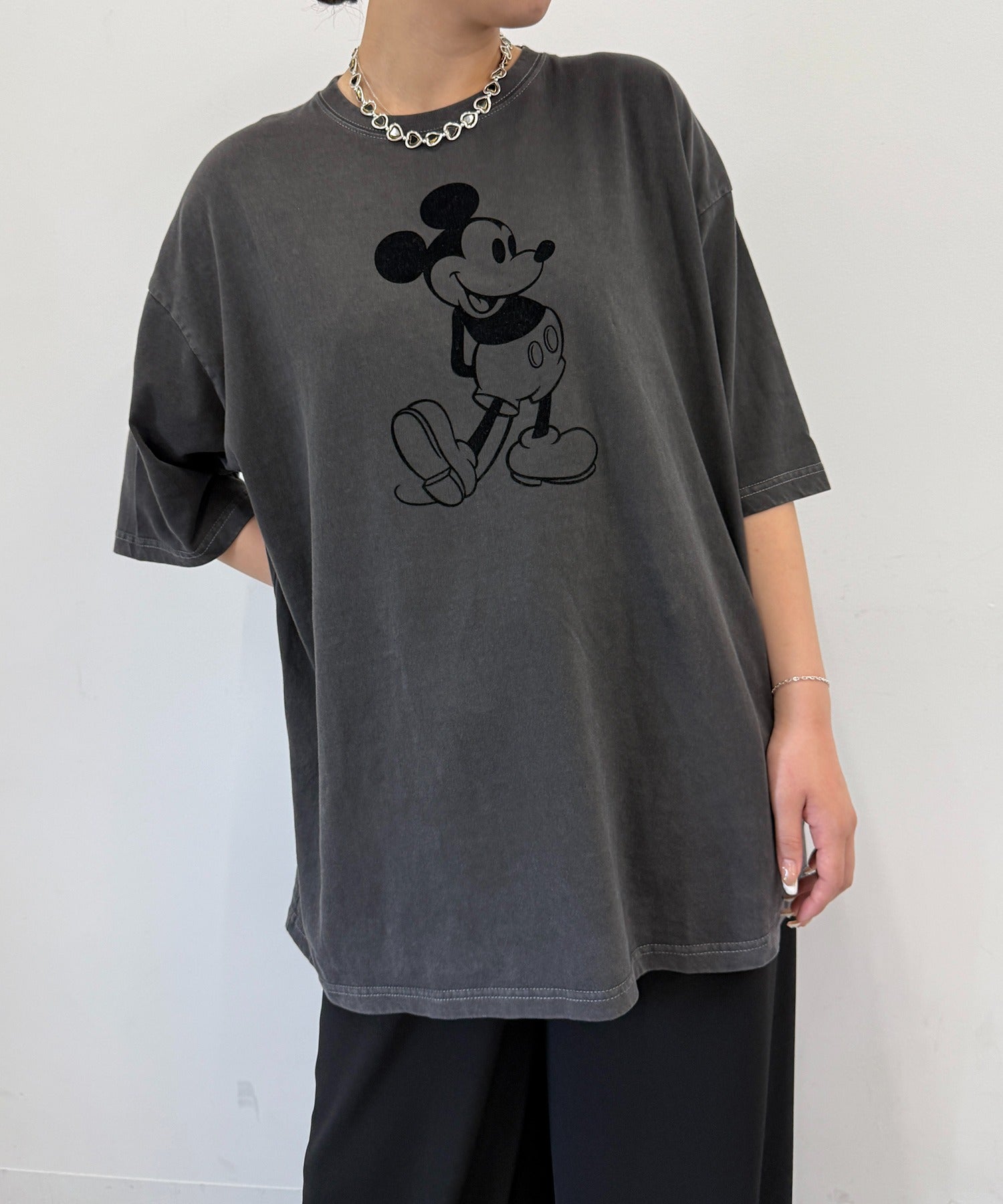 グッドロックスピード GOOD ROCK SPEED Disney / Mickey Mouse ミッキーマウス / ヴィンテージライクTシャツ （チャコールグレー） チャコールグレー