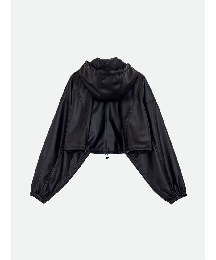 ナウンレス NOUNLESS FAKE LEATHER SHORT ANORAK （NOIR） NOIR