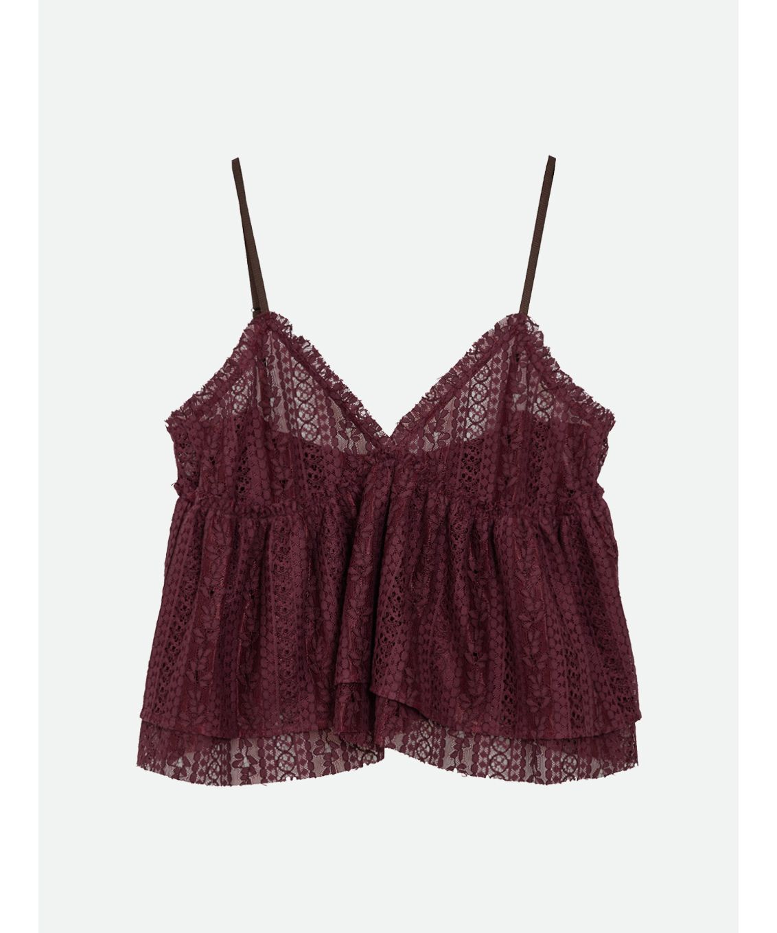 ナウンレス NOUNLESS SHEER LACE CAMI TOPS （WINE） WINE