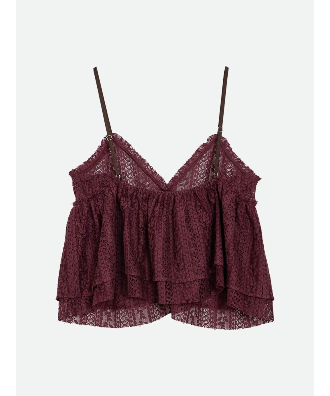 ナウンレス NOUNLESS SHEER LACE CAMI TOPS （WINE） WINE