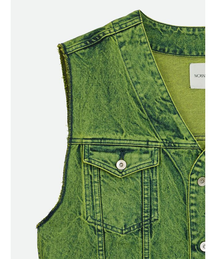 ナウンレス NOUNLESS VINTAGE LIKE DENIM VEST JACKET （LIME） LIME
