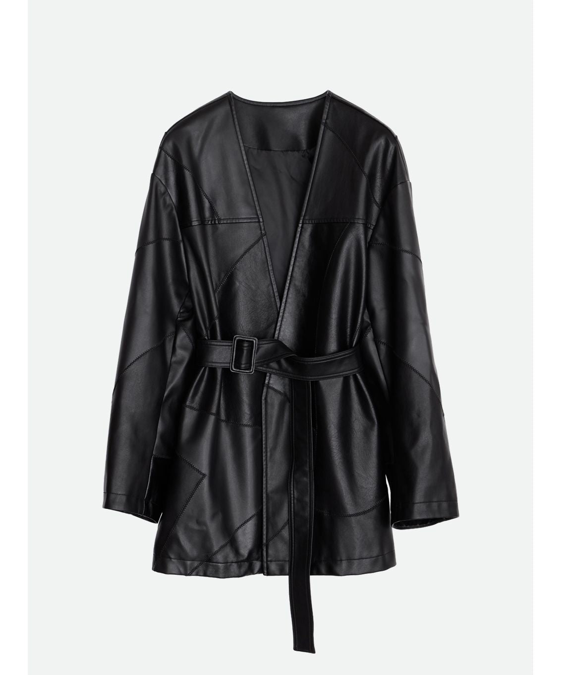 ナウンレス NOUNLESS PATCHWORK FAKE LEATHER JACKET （NOIR） NOIR