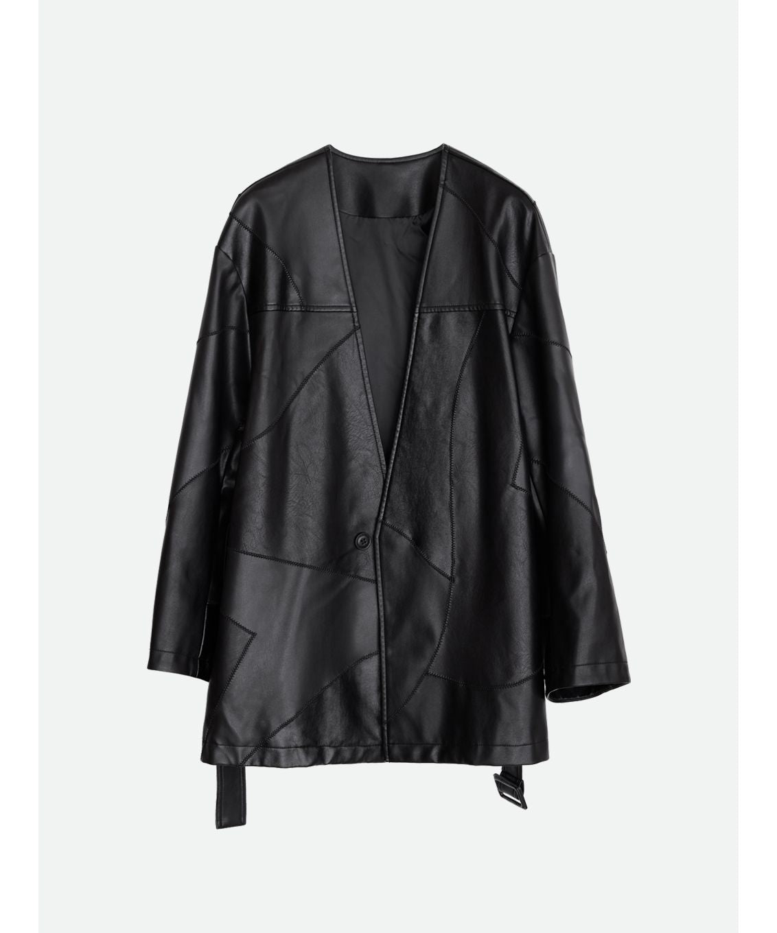 ナウンレス NOUNLESS PATCHWORK FAKE LEATHER JACKET （NOIR） NOIR