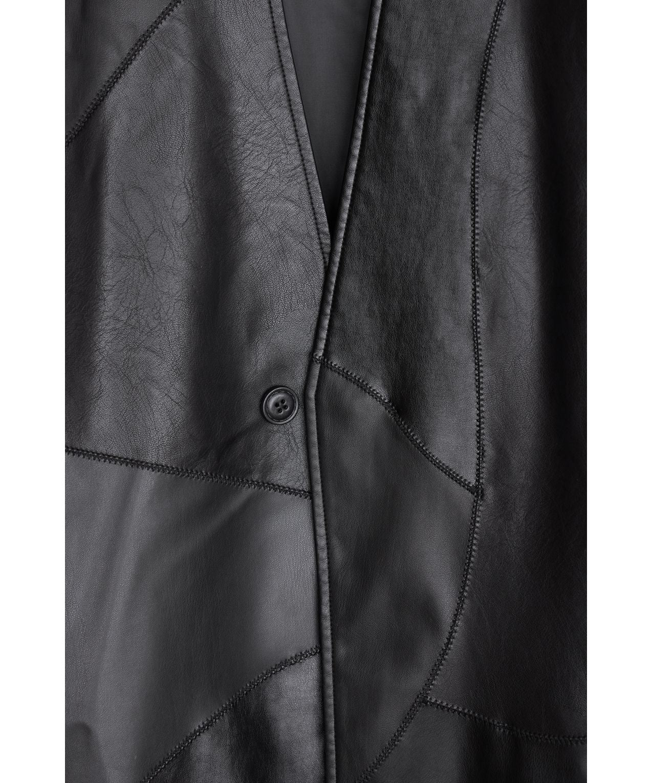 ナウンレス NOUNLESS PATCHWORK FAKE LEATHER JACKET （NOIR） NOIR