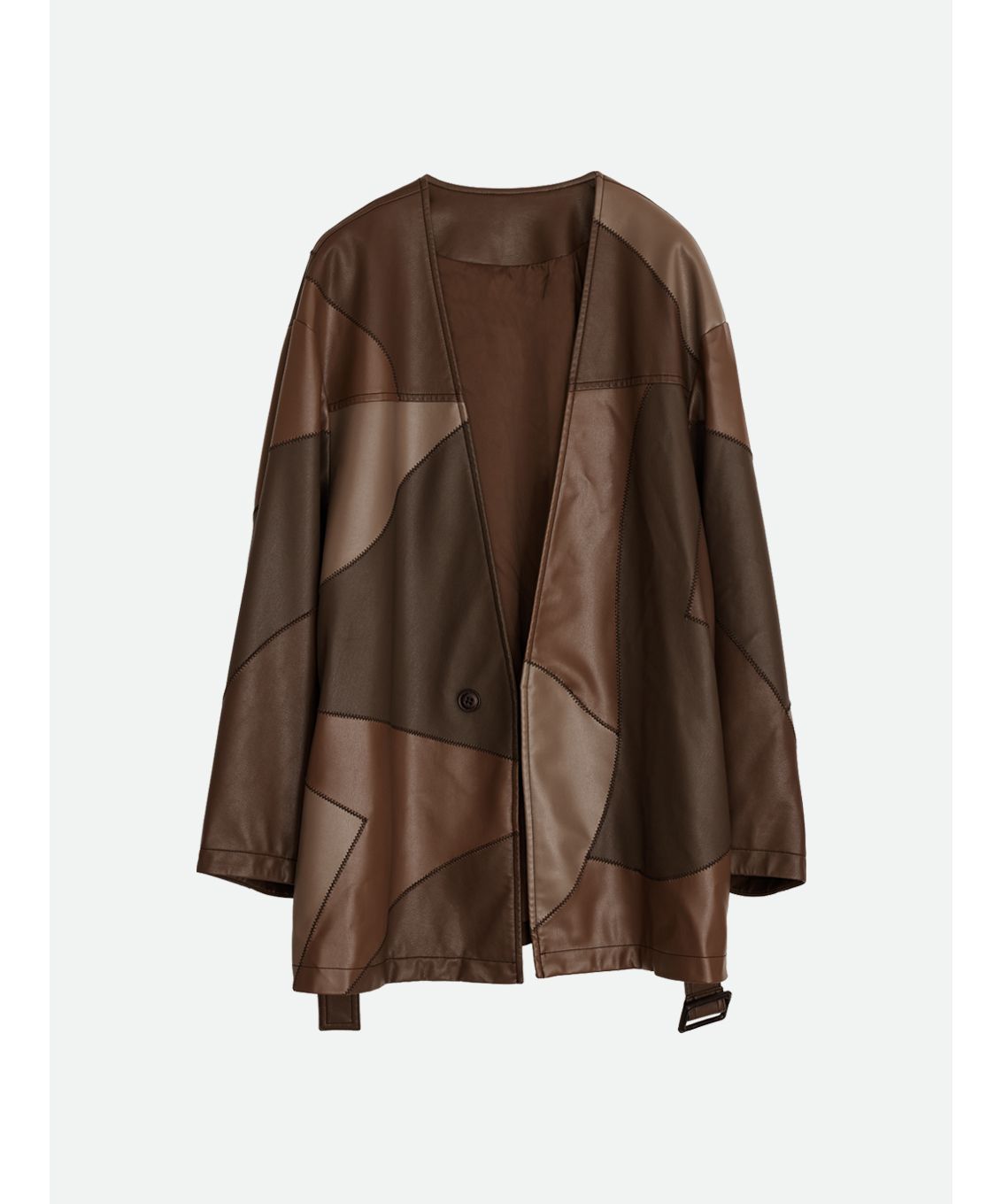 ナウンレス NOUNLESS PATCHWORK FAKE LEATHER JACKET （NOIR） NOIR