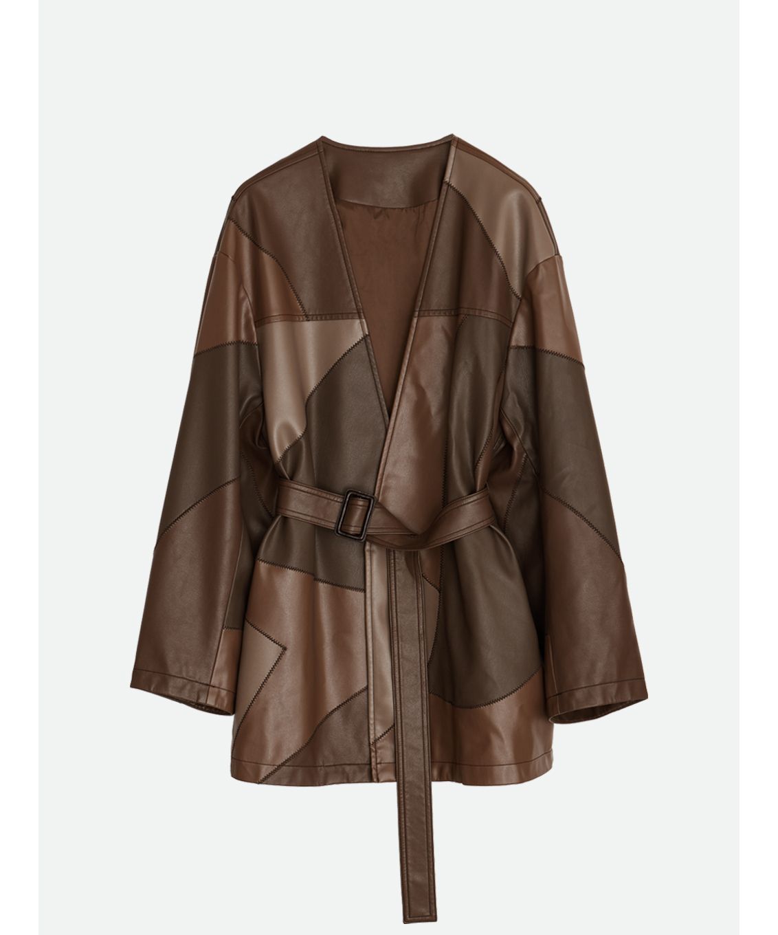 ナウンレス NOUNLESS PATCHWORK FAKE LEATHER JACKET （CHOCO） CHOCO