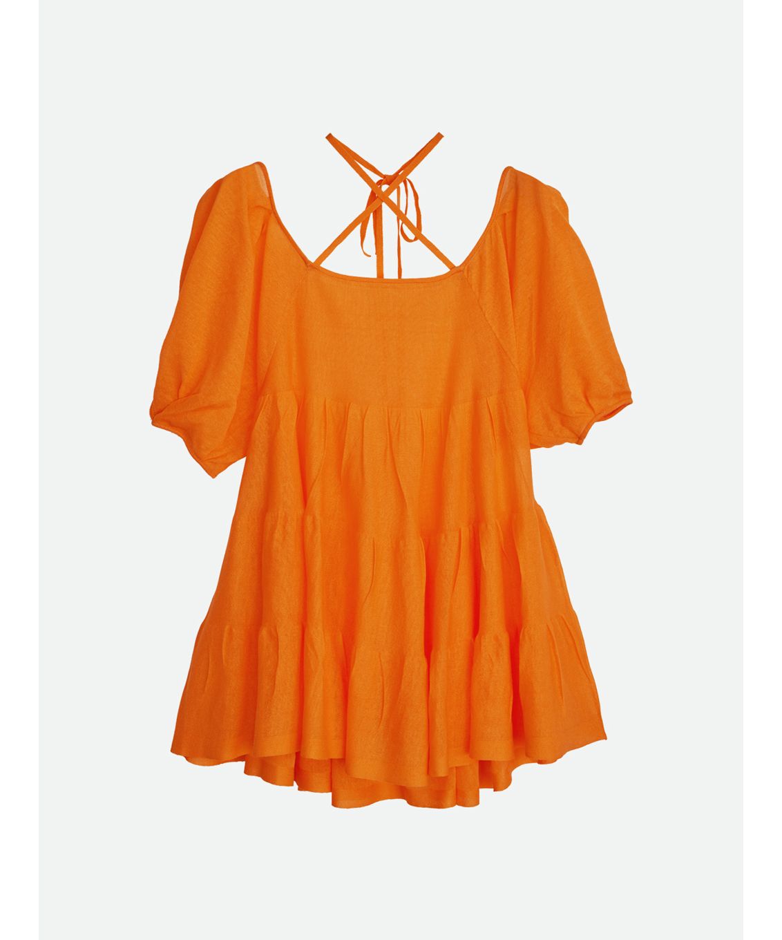 ナウンレス NOUNLESS SHEER TIERED KNIT TUNIC （ORANGE） ORANGE