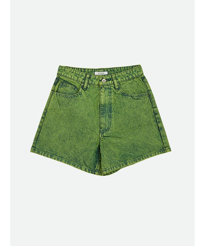 ナウンレス NOUNLESS VINTAGE LIKE DENIM SHORT PANTS （LIME） LIME