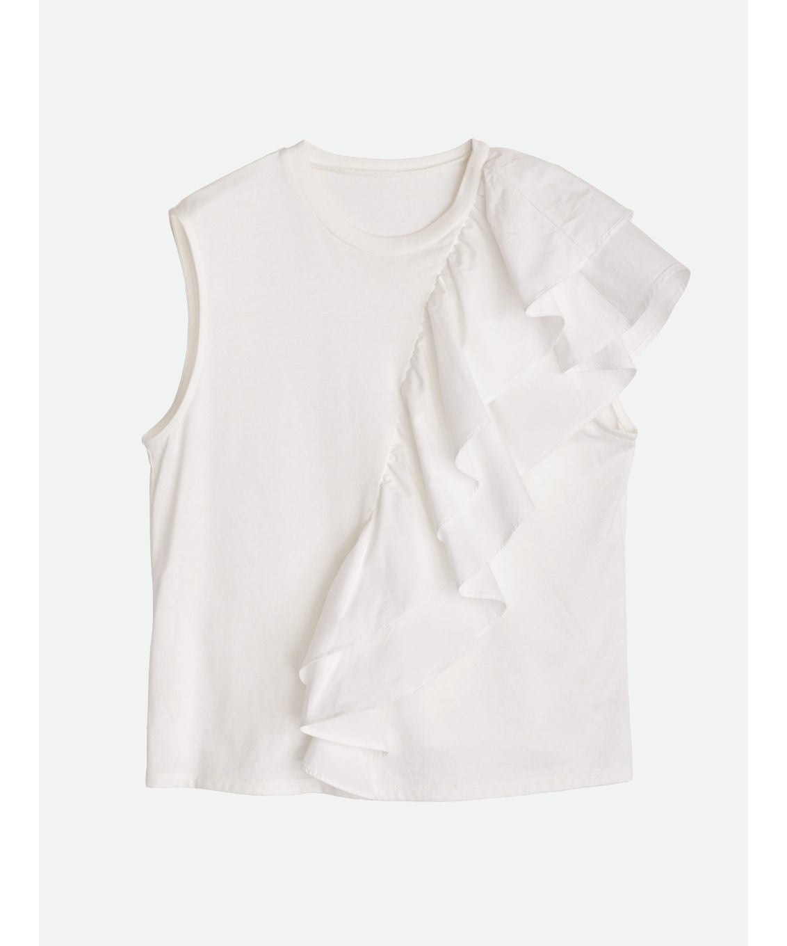 ナウンレス NOUNLESS UNBALANCE RUFFLE TANK TOP （MILK） MILK