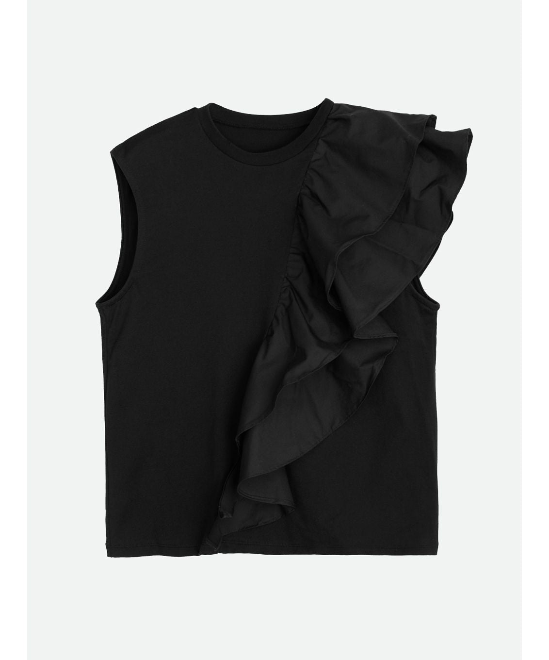 ナウンレス NOUNLESS UNBALANCE RUFFLE TANK TOP （NOIR） NOIR