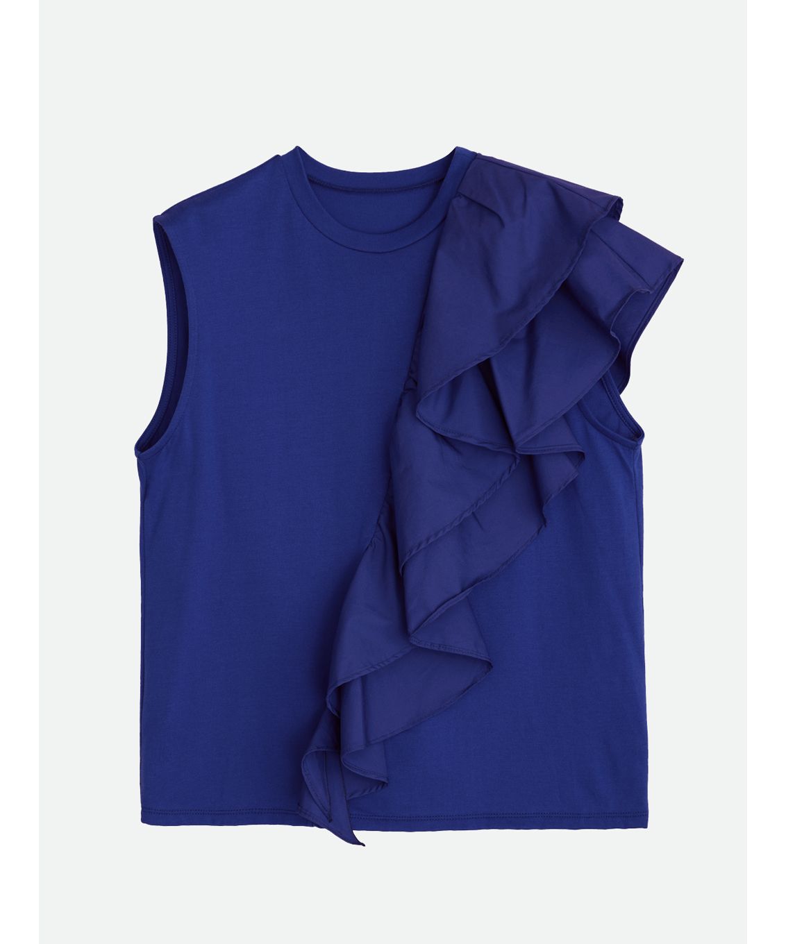 ナウンレス NOUNLESS UNBALANCE RUFFLE TANK TOP （BLUE） BLUE