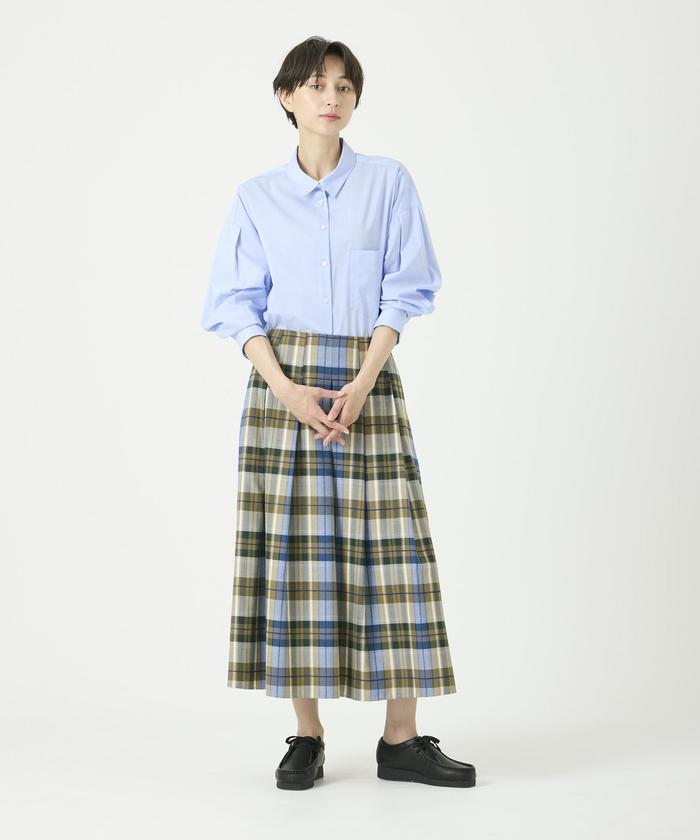 "I.T.'S. international Tack Flare Long Check Skirt"