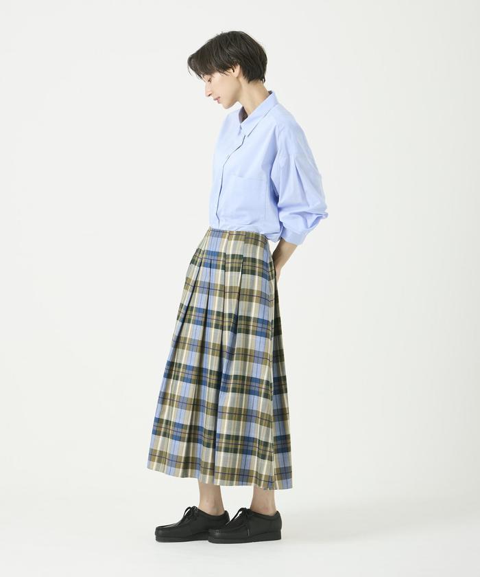 "I.T.'S. international Tack Flare Long Check Skirt"