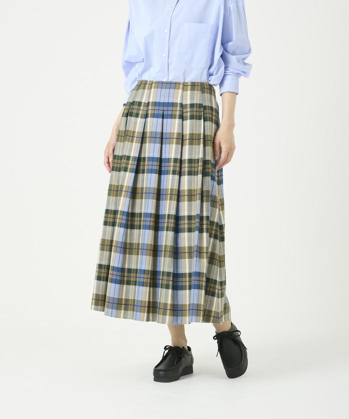 "I.T.'S. international Tack Flare Long Check Skirt"