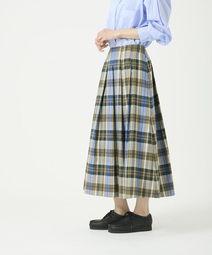 "I.T.'S. international Tack Flare Long Check Skirt"
