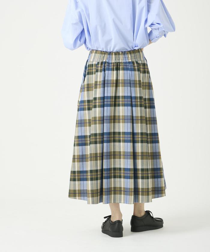 "I.T.'S. international Tack Flare Long Check Skirt"