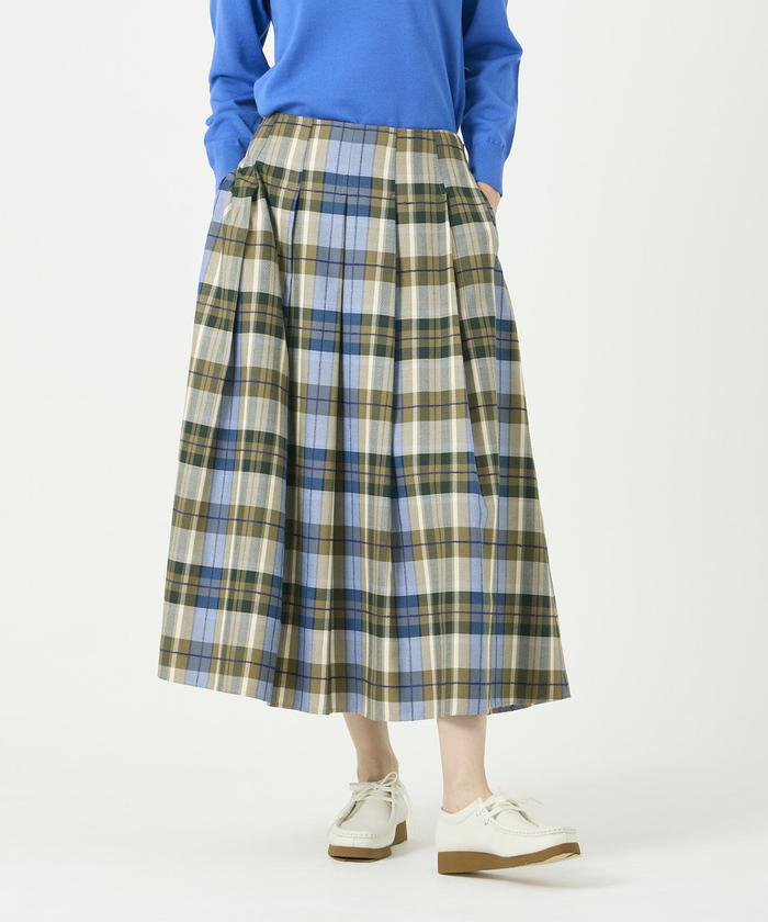 "I.T.'S. international Tack Flare Long Check Skirt"