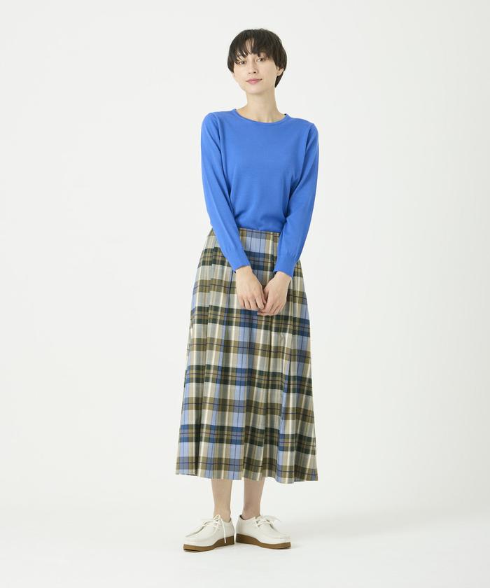 "I.T.'S. international Tack Flare Long Check Skirt"