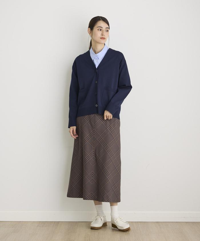 "IT'S international I.T.'S. international ring yarn A-line check skirt"