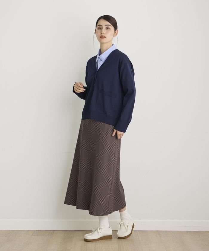 "IT'S international I.T.'S. international ring yarn A-line check skirt"