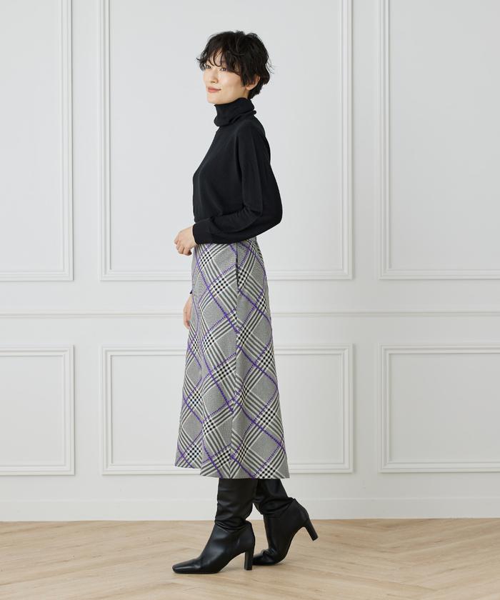 "IT'S international I.T.'S. international ring yarn A-line check skirt"