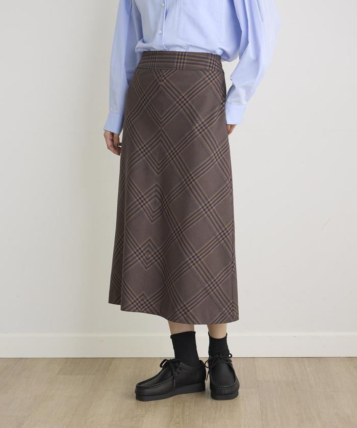 "IT'S international I.T.'S. international ring yarn A-line check skirt"