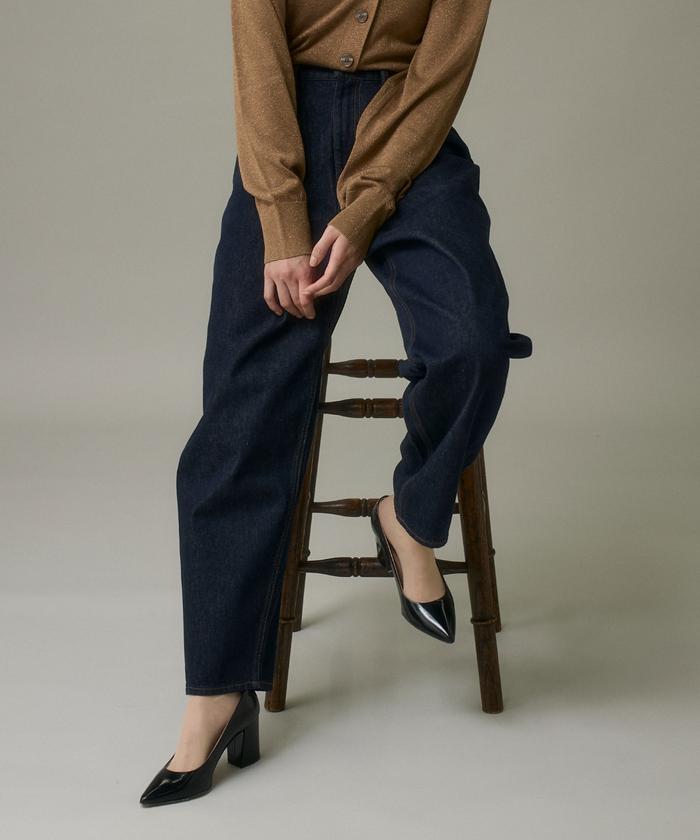 イッツインターナショナル I.T.'S. international 反応染デニムバレルレッグパンツ （インディゴ9） インディゴ9