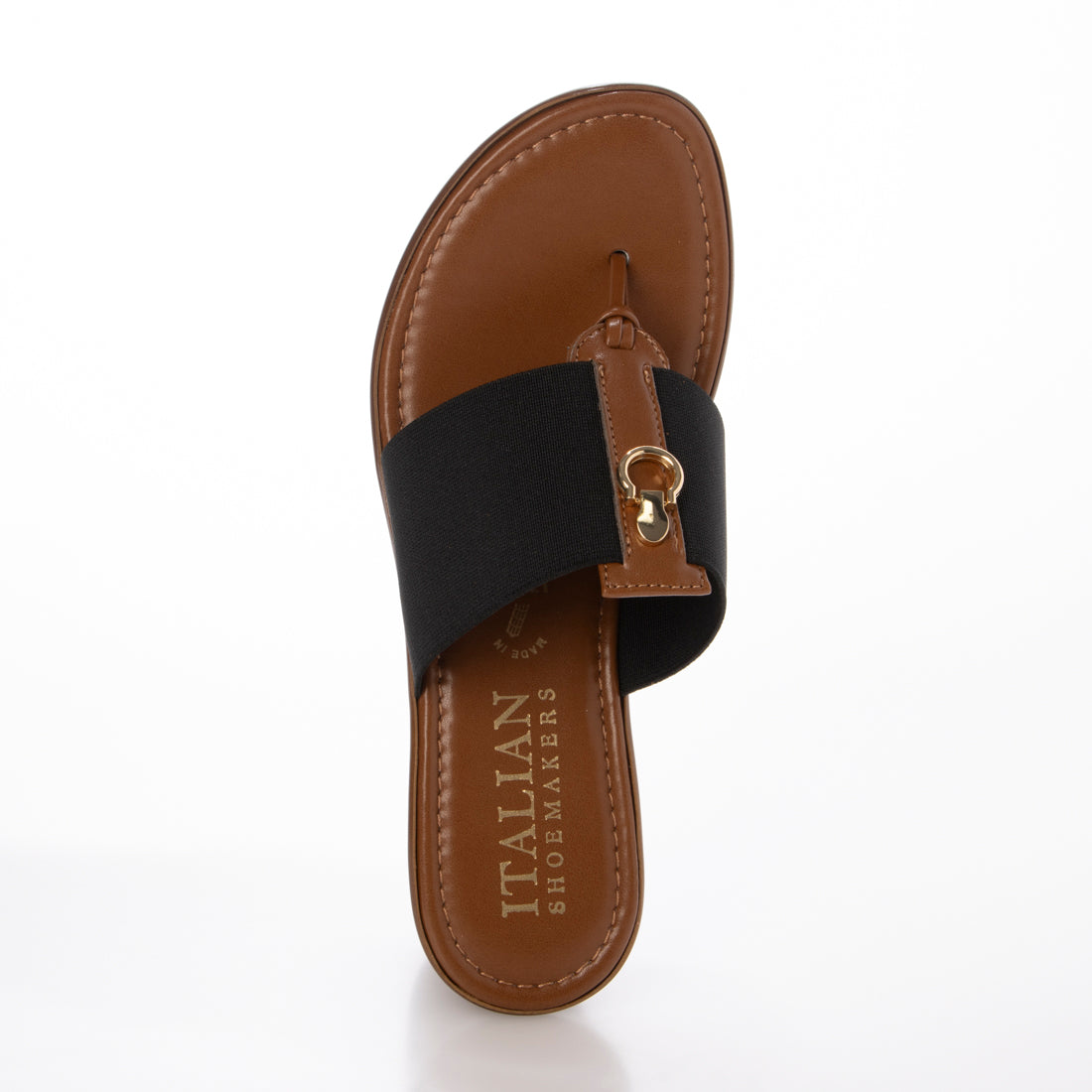 イタリアンシューメーカーズ ITALIAN SHOEMAKERS メタルモチーフウェッジヒールサンダル （ブラック） ブラック