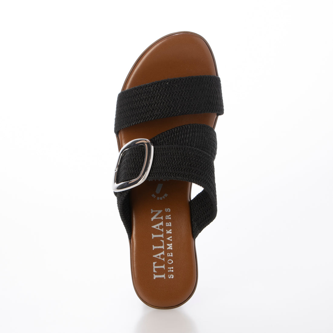 イタリアンシューメーカーズ ITALIAN SHOEMAKERS ビッグバックルウェッジミュールサンダル （ブラック） ブラック