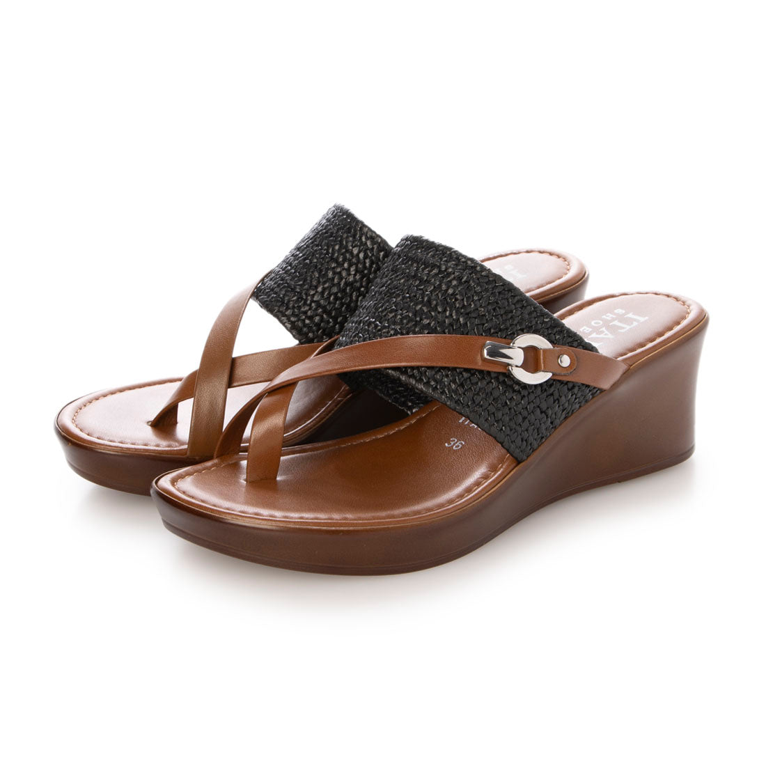 イタリアンシューメーカーズ ITALIAN SHOEMAKERS クロスストラップトングミュールサンダル （ブラック） ブラック