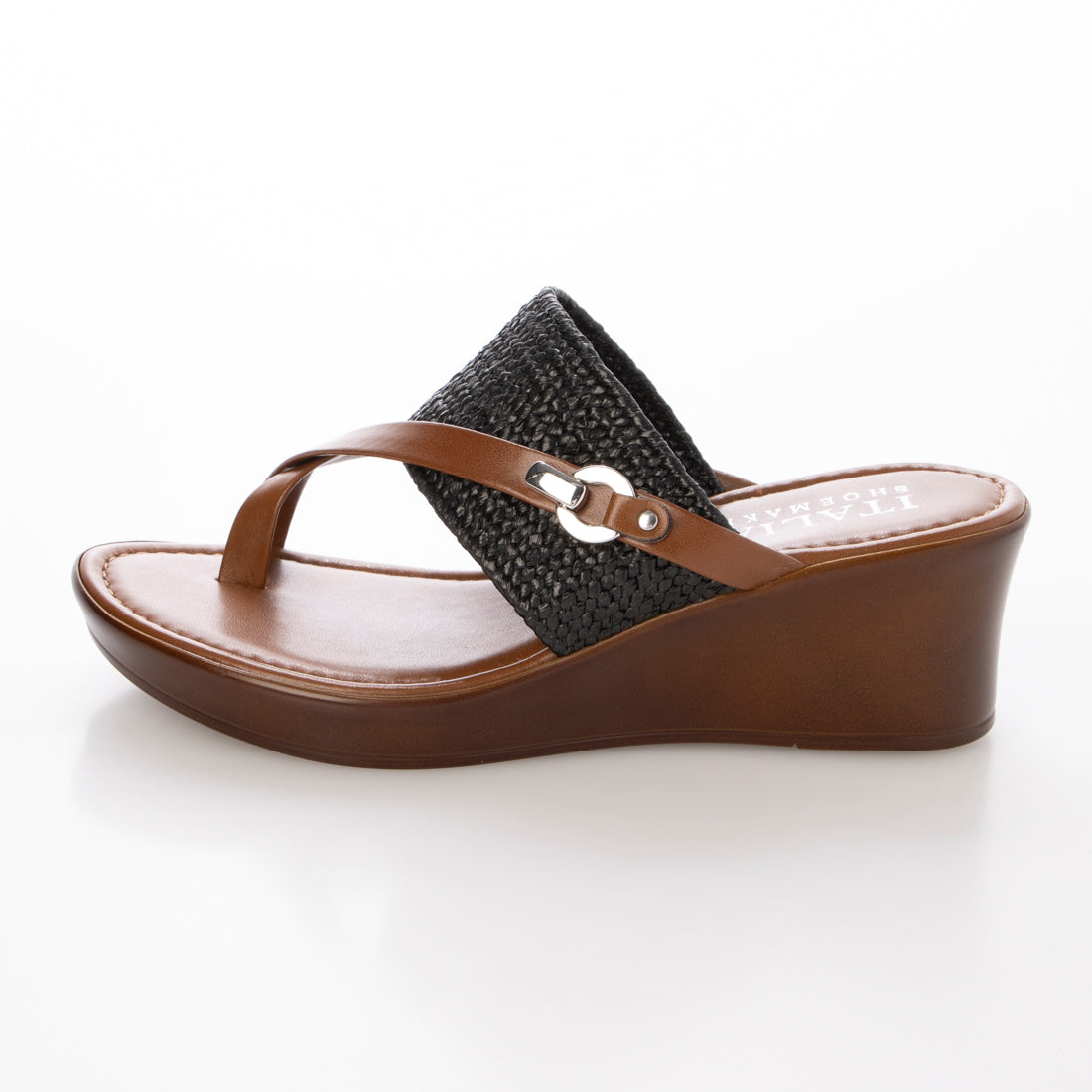 イタリアンシューメーカーズ ITALIAN SHOEMAKERS クロスストラップトングミュールサンダル （ブラック） ブラック