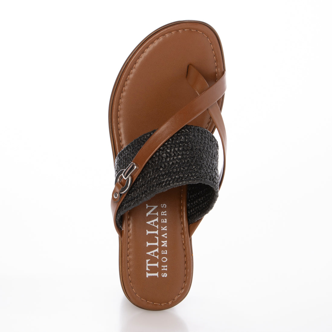 イタリアンシューメーカーズ ITALIAN SHOEMAKERS クロスストラップトングミュールサンダル （ブラック） ブラック