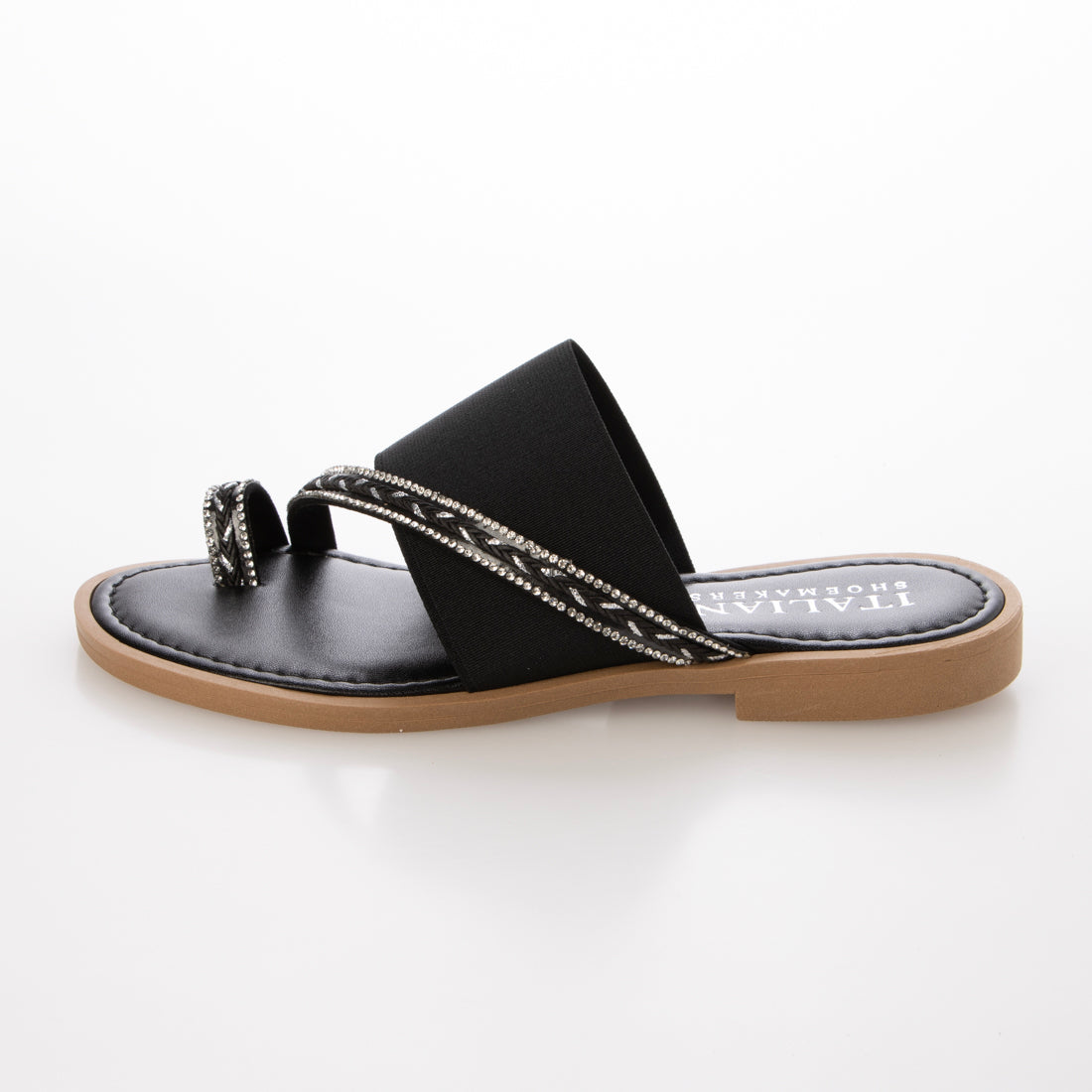 イタリアンシューメーカーズ ITALIAN SHOEMAKERS ラインストーントングサンダル （ブラック） ブラック