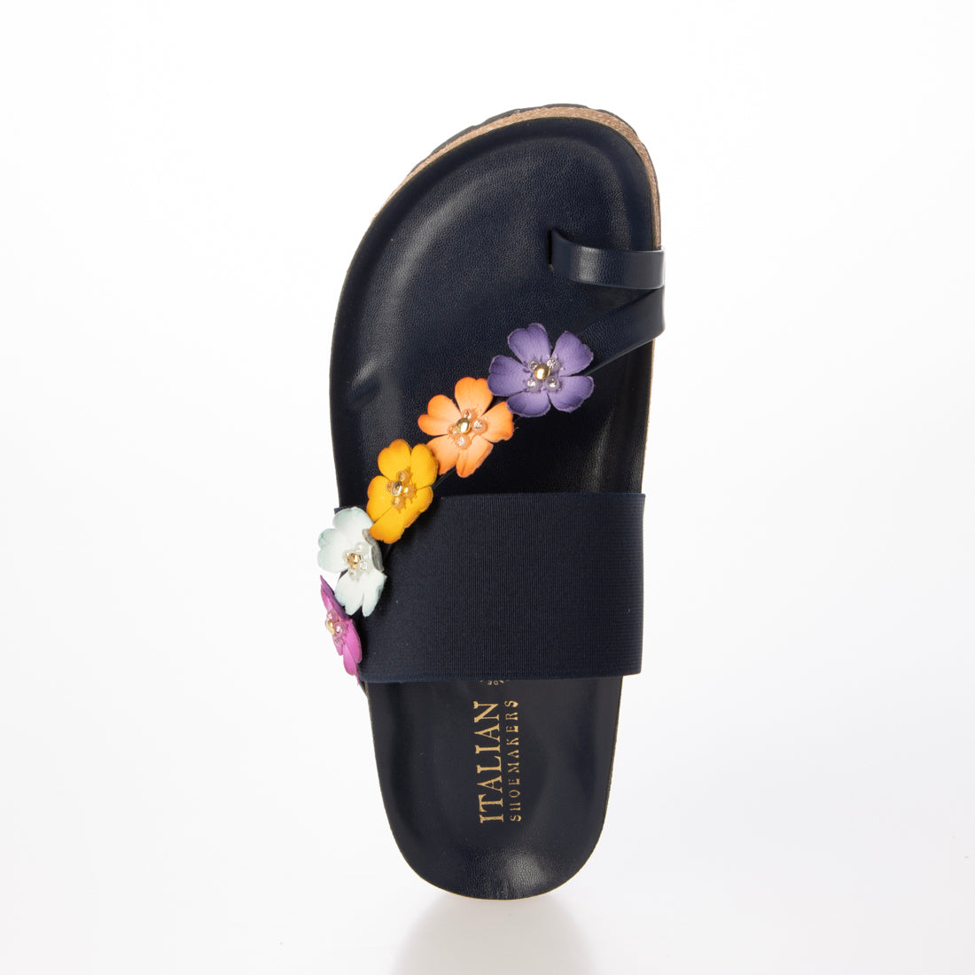 イタリアンシューメーカーズ ITALIAN SHOEMAKERS フラワーストラップフットベッドサンダル （ネイビー） ネイビー